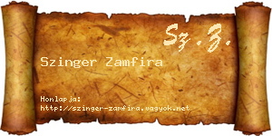 Szinger Zamfira névjegykártya